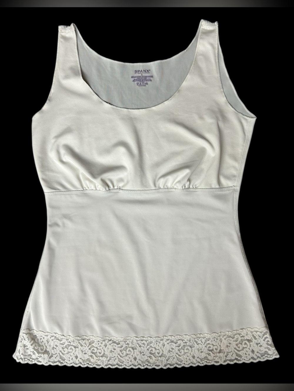 Spanx Ivory Tank Top LARGE Lace Trim Body Shaper Smoother
